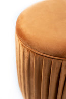 Pouf Imbottito Ø35x40 cm in Velluto Arancione