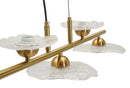 Lampadario Emily 5 Luci Vetro Trasparente 100x18x24 cm in Ferro e Vetro Oro e Trasparente      