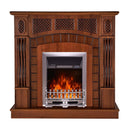 Camino Elettrico da Pavimento 112x115x30 cm Effetto Fiamma 2000W Amsterdam & Galileo Silver Noce