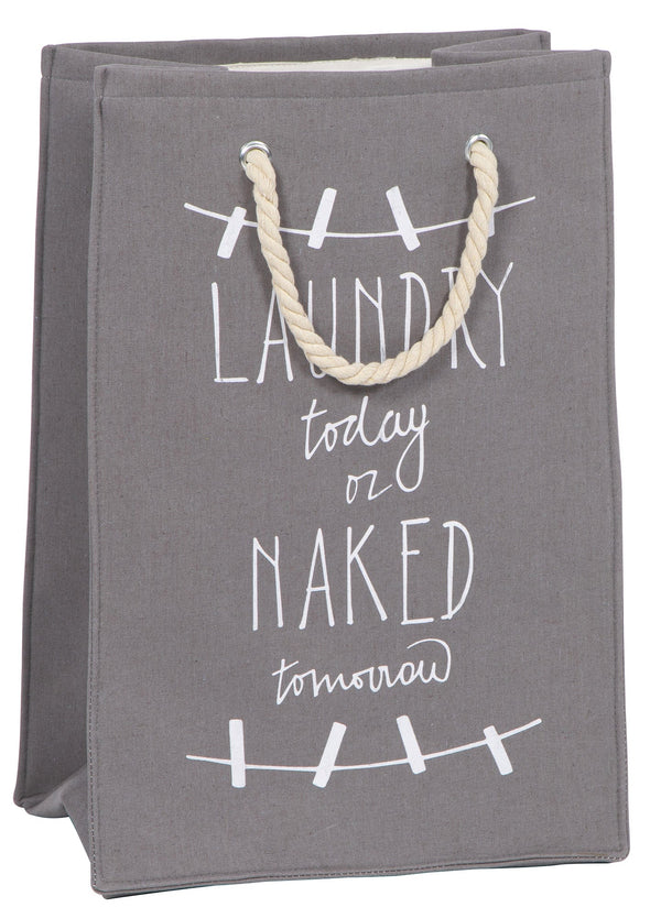 Wäschesack mit Griffen 29x40x60 cm aus grauem Stoff prezzo