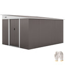 Casetta Box da Giardino Porta Attrezzi 345x280,5x169-201 cm con Porta Scorrevole in Acciaio Grigio  