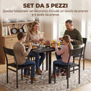Set da Pranzo con Tavolo Allungabile 120x80x76 cm e 4 Sedie Impilabili in MDF e Metallo Nero      