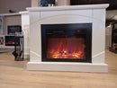 Camino Elettrico da Pavimento ad Angolo 85x106x53 cm Effetto Fiamma 1500W Madeira & lorance Bianco