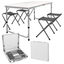 Set tavolo e 4 sgabelli pieghevoli pic nic richiudibile in valigetta