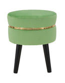 Sgabello Paris Verde Chiaro Ø35x40,5 cm in Legno Spugna e Poliestere Verde e Oro