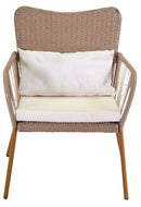 Set da Giardino Divano 2 Poltrone e Tavolino in Polyrattan Laredo Melange Crema