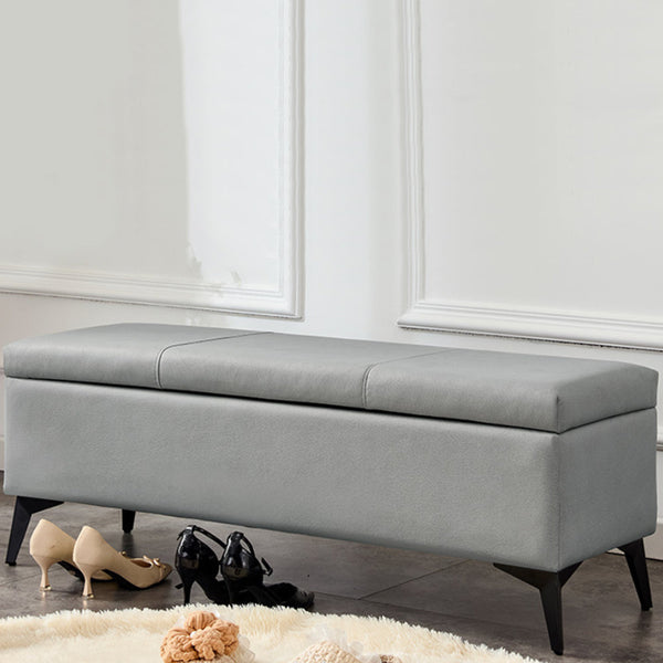 sconto Cassapanca Contenitore Ecopelle Panca Pouf con Piedini in Metallo Grigio Chiaro