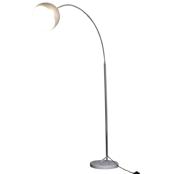 acquista Bogen-Stehlampe mit E27-Lampenschirm aus Stahl und silbernem Marmor
