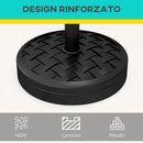 Base per Ombrellone Rotonda da 18kg Ø45x36 cm in HDPE Cemento e Acciaio Nero   