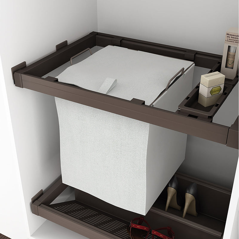 Kit Cesto Biancheria e Vaschette per Mobile con Guide Chiusura Soft Emuca Moka