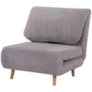 Poltrona Letto Reclinabile 2 in 1 con Seduta Extra-Large 82x89x 83 cm in Tessuto Effetto Velluto Grigio   