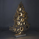 Albero di Natale in Legno 50 cm con Led e Palline Sbiancato
