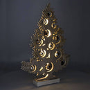 Albero di Natale in Legno 50 cm con Led e Palline Sbiancato