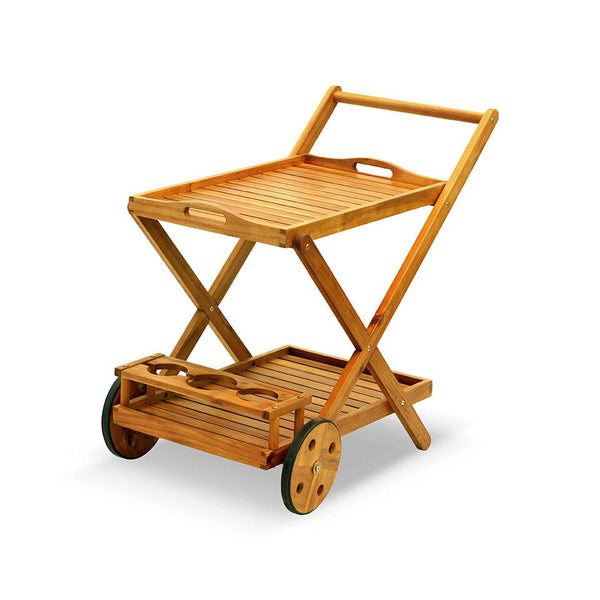 sconto Klappbarer Gartenwagen aus Akazienholz mit Taddei Flaschenhalter