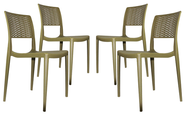 Set mit 4 Gartenstühlen Vandi aus Polypropylen in Militärgrün sconto