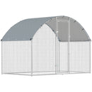Pollaio per Galline da Esterno 280x170x190 cm con Tetto Impermeabile e Serratura in Acciaio Zincato Argento      