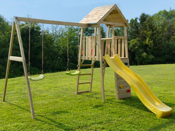 prezzo Scivolo Torretta con Altalena da Esterno 280x300x270h cm in Legno Kikka