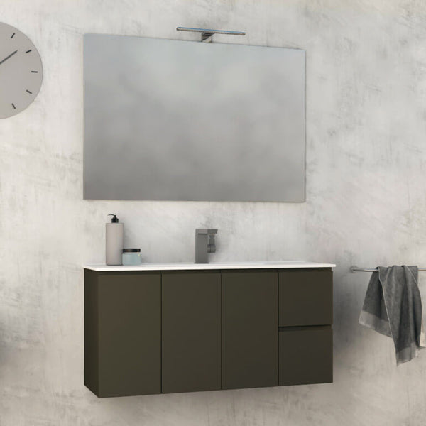 acquista Badezimmer-Hängeschrank 100 cm Tavassi Urano Waschbecken und Spiegel Matt Taupe Grey