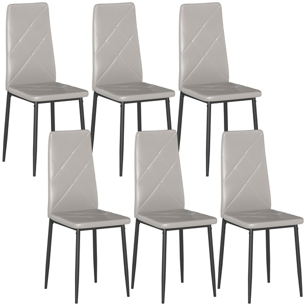 sconto Set di 6 Sedie da Pranzo Moderne 41x50x97 cm con Schienale Alto in Finta Pelle e Acciaio Grigio
