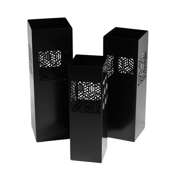 sconto Set mit 3 Schirmständern aus Metall 20x20H60cm Adami Geometrie Schwarz
