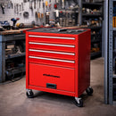 Carrello Portautensili 45x45x105 cm con 4 Cassetti Carrellino per Utensili in Acciaio Rosso      