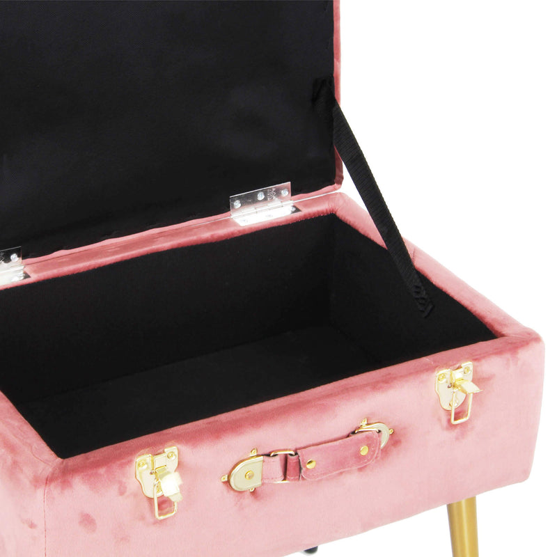 Pouf Valigetta 51x37x51 cm in Velluto Rosa