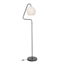 Lampada da terra a stelo Yumak  grigio e paralume tessuto bianco
