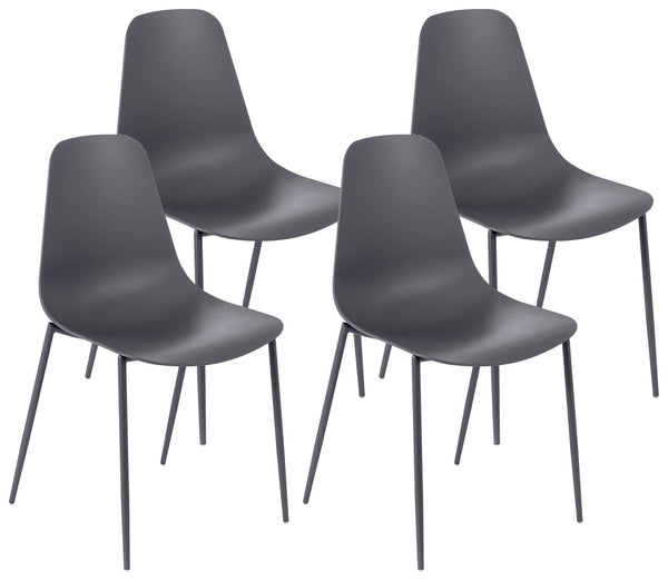 online Set mit 4 Stühlen 49 x 48,5 x 88 cm aus dunkelgrauem Polypropylen
