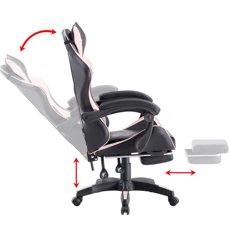 Sedia da Gaming Ergonomica in Similpelle Rosa/Nera