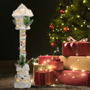 Lampione di Natale H60 cm in Metallo e Poliestere con Glitter e Luce