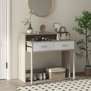 Consolle Tavolo Estraibile e 2 Cassetti 95x35x87 cm Rovere  