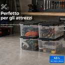 Set 4 Pezzi Contenitori con Coperchio 58x38,5x29 cm Storage Box Solid Cargo Capienza 43L in Plastica      