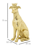 Statua Cane con Corona Oro 20x12,5x33 cm in Poliresina