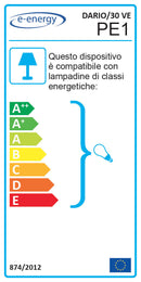 Plafoniera 1xE27 Ganci Cromo Vetro Lastra Bianco-Verde E-Energy Dario