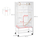 Voliera per Uccelli 83x53x180 cm in Acciaio Bianco