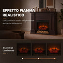 Camino Elettrico da Terra o Incasso 117x30x100 cm con Cornice 1800 W Effetto Fiamma 3D e Timer in Metallo e ABS Marrone      