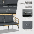 Set da Giardino 4 Pezzi con 2 Sedie Divano e Tavolino in Rattan PE e Acciaio Marrone Nero e Grigio   