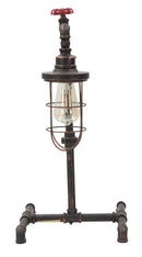 Lampada da Tavolo Manhattan/Cage 27x27x56 cm in Ferro Nero Rame e Rosso