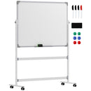 Lavagna Bianca Magnetica a 2 Facce con Accessori e 4 Ruote 127x50x165 cm   