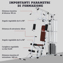 Stazione Fitness Multifunzione 150x110x210 cm in Acciaio e PU Bianco  