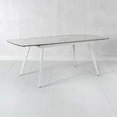 Tavolo Allungabile 140/170/200x90x76 cm in Metallo con Top in Ceramica su Vetro Bianco