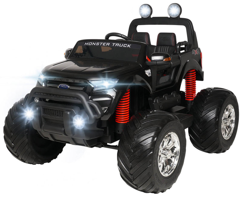 Macchina Elettrica per Bambini 2 posti Fuoristrada 24V con Licenza Ford Monster Truck 4x4 Nera
