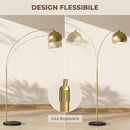 Lampada da Terra Moderna ad Arco 100-115x35x170-180A cm con Asta Regolabile e Interruttore a Pedale Attacco E27 Oro      