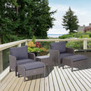 Set Salotto da Giardino in Rattan Sintetico 2 Divani 2 Pouf e Tavolino Grigio 