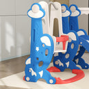 Scivolo per Bambini 4 in 1 con Altalena Scaletta da Arrampicata e Canestro 147,5x160x107 cm in PP e PE Blu scuro      