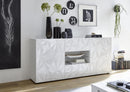 Mobile Buffet 2 Ante 2 Cassetti 180x42x84 cm in Legno TFT Praga Bianco Lucido