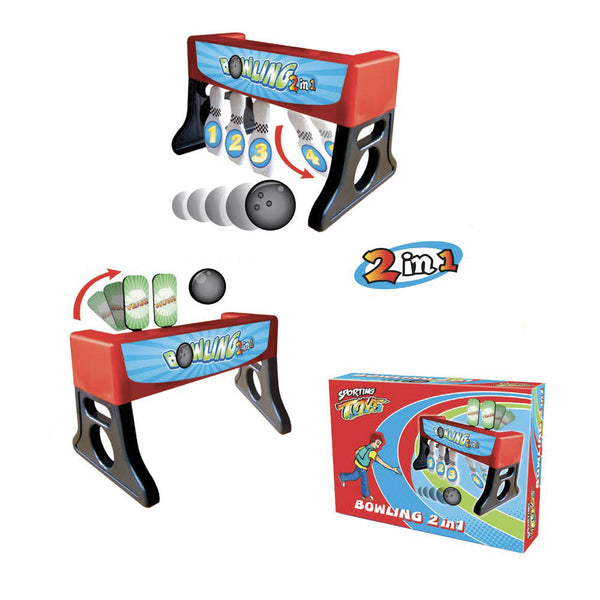 prezzo Gioco Bowling e Target 2 in 1 per Bambini con Birilli e Bersagli Basculanti Rosso e Nero