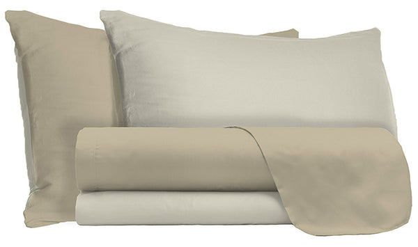 Set aus Oberlaken und Kissenbezügen, wendbar, Taupe/Creme acquista