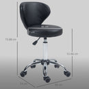 Sgabello 45x54x73-88 cm Regolabile e Girevole a 360° con Schienale in Acciaio e Finta Pelle Nero      