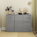 Credenza Moderna 106x35x76 cm con 3 Armadietti e 2 Cassetti Grigio Chiaro   